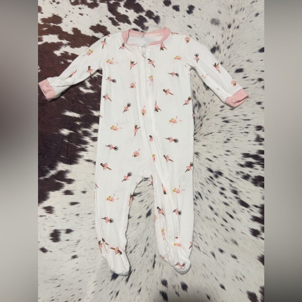 Ballerina print footed onesie